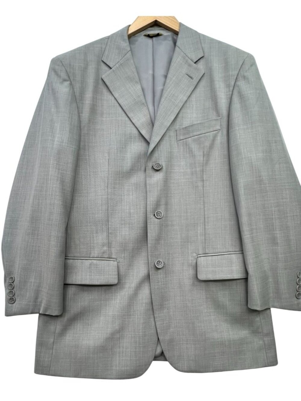 Luca Rossi Mens Three Button Suit Jacket 40R Light Gray Solid Pockets